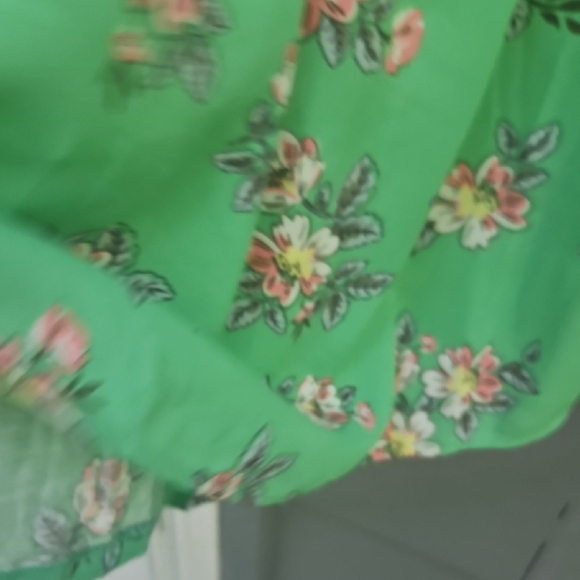 LOFT Green Cap Sleeve Blouse with Peter Pan Collar - Picture 7 of 10